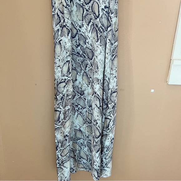 Paper Heart Leg Split Midi Dress Silky Snakeskin Python Cowl Neck Size L - Picture 6 of 13